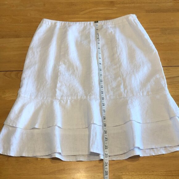 ALEXANDRA BARTLETT White Ruffle Skirt Probably Linen Fully Lined Zip Women’s L - Picture 16 of 16